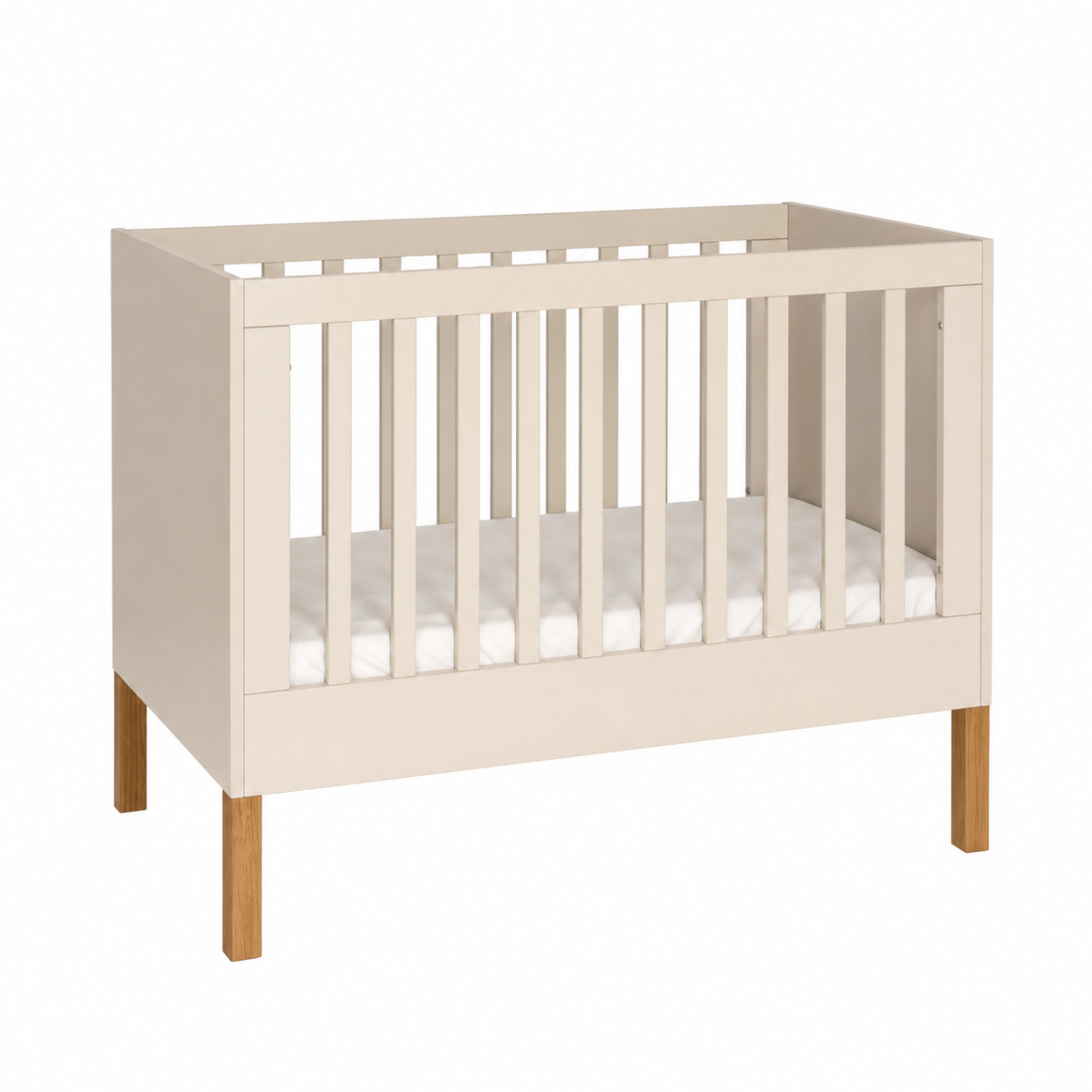 Noor babybed 120x60 cashmere – vooraanzicht