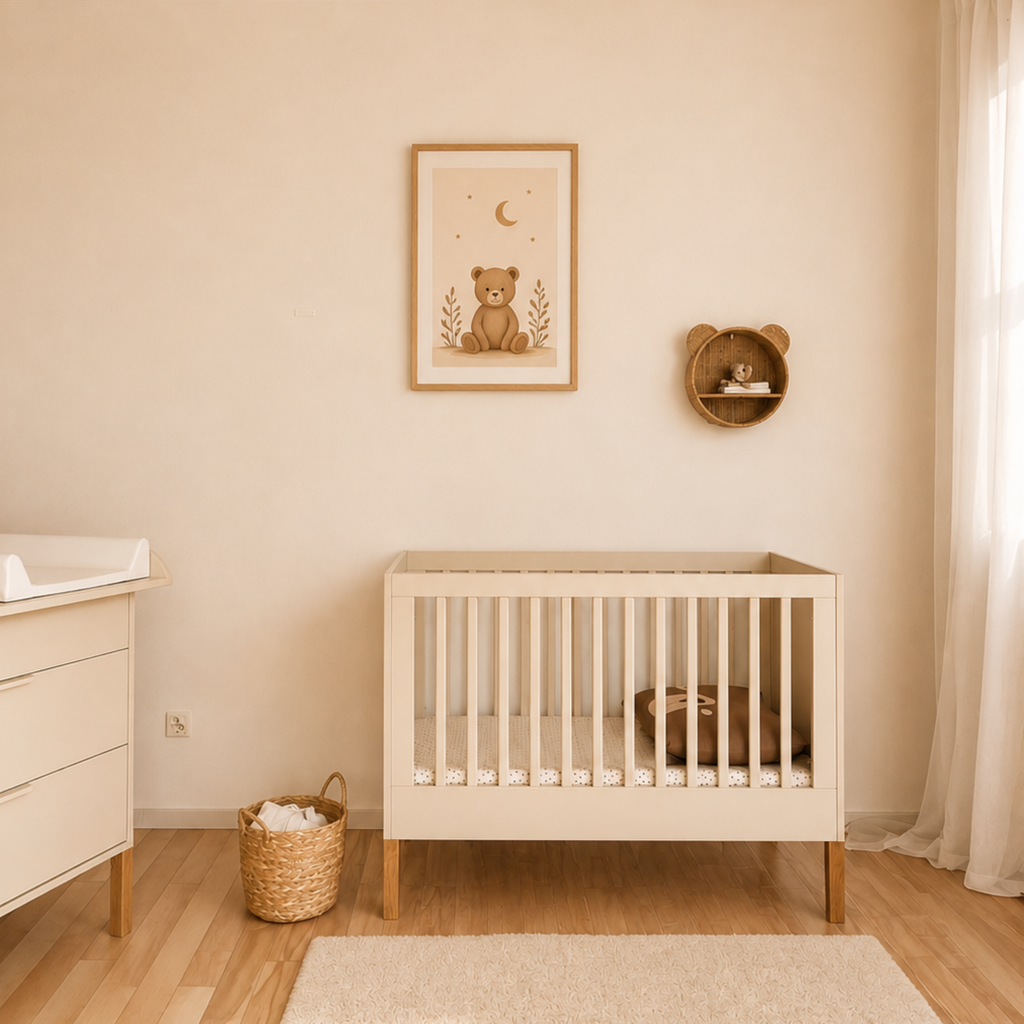 Noor babybed 120x60 cashmere sfeerbeeld kinderkamer