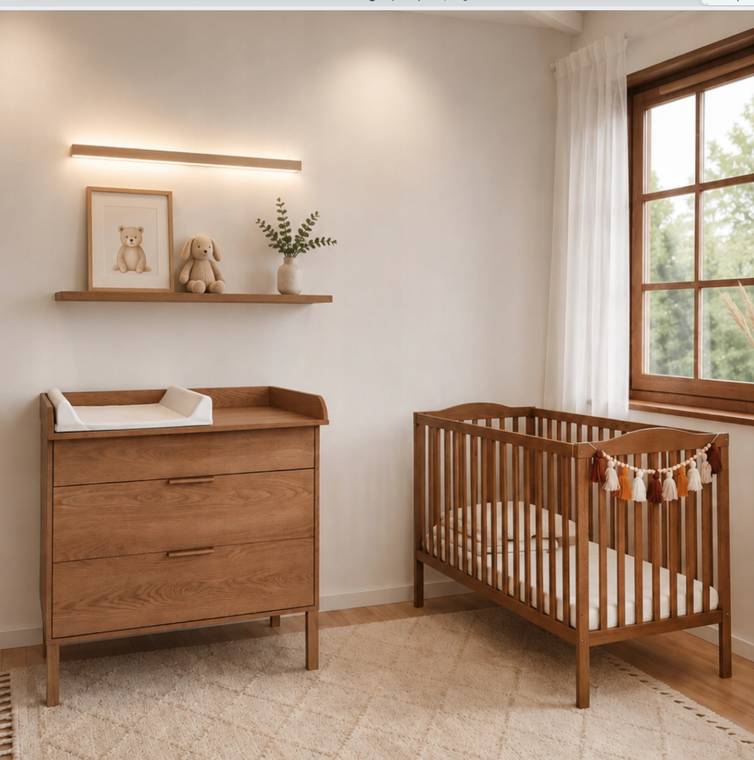 NUBI Massief Eiken Babybedje + Sofa