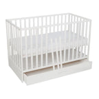Lux babybed met lade en wieltjes – zijaanzicht