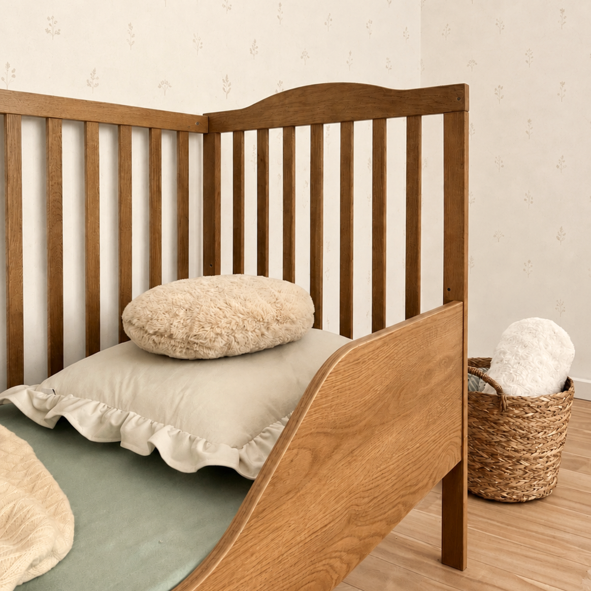 Nubi massief eiken babybed met sofafunctie – sofastand