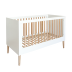 Noor babybed 2-in-1 140x70 wit met houten poten