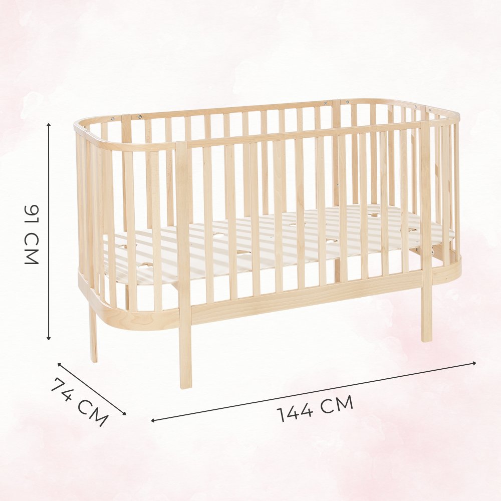 Grand kinderbed hout afmetingen 144x91x74 cm