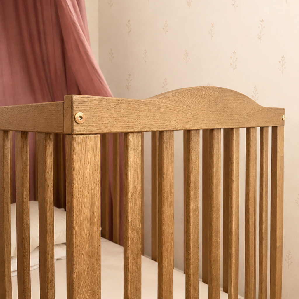 Nubi massief eiken babybed met sofafunctie – maattekening