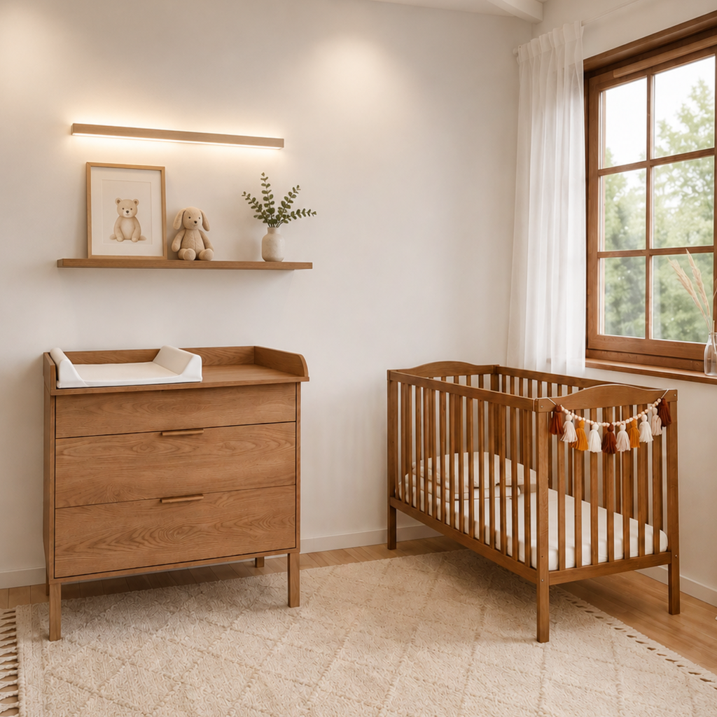 Nubi massief eiken babybed met sofafunctie – sfeerbeeld