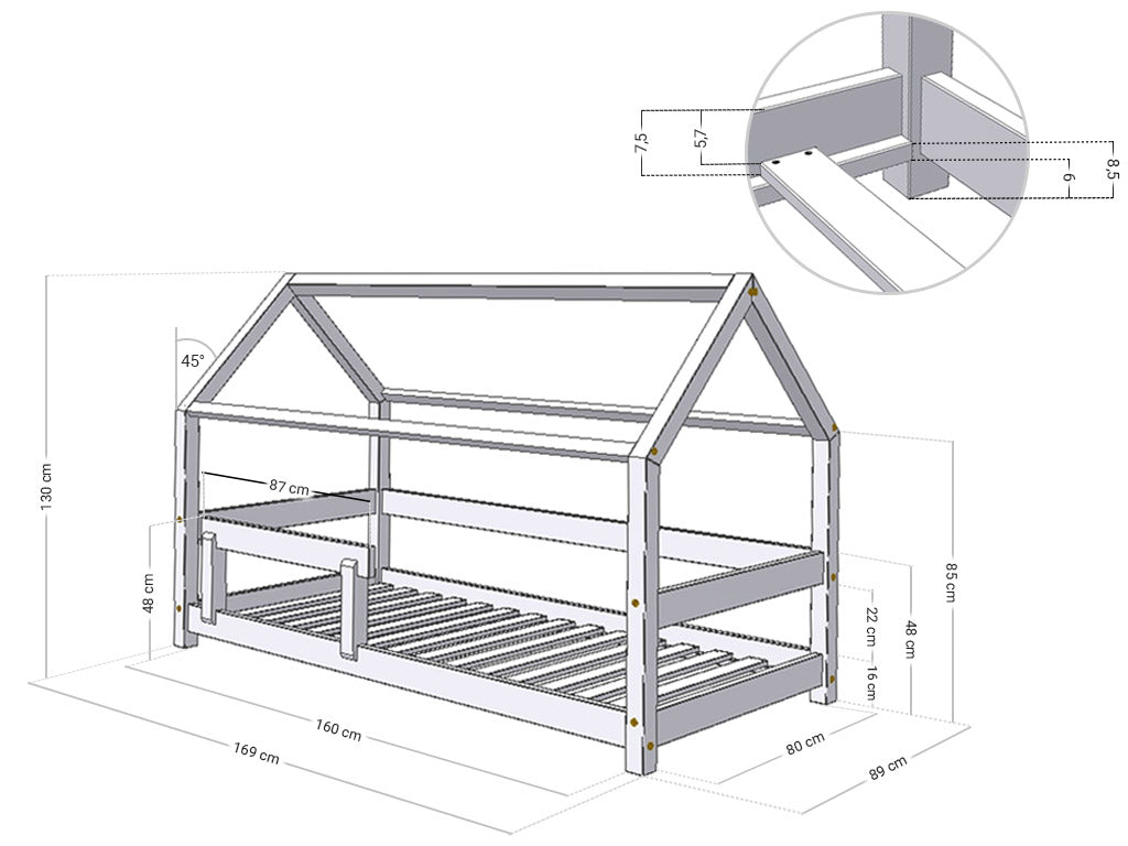 Maattekening Duin huisbed
