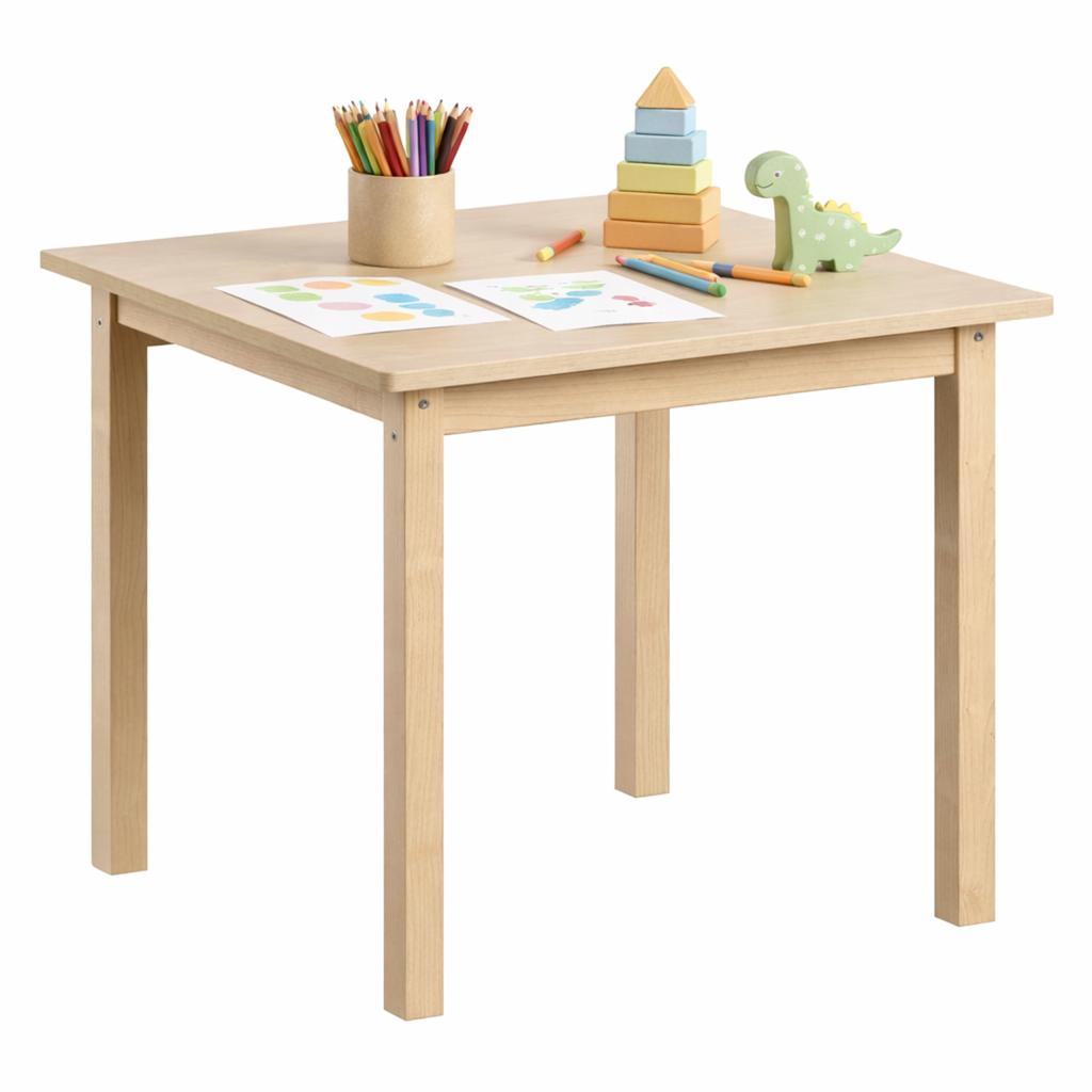 Speeltafel met 2 stoeltjes hout – maattekening