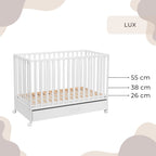 Lux babybed met lade en wieltjes – detail wieltjes