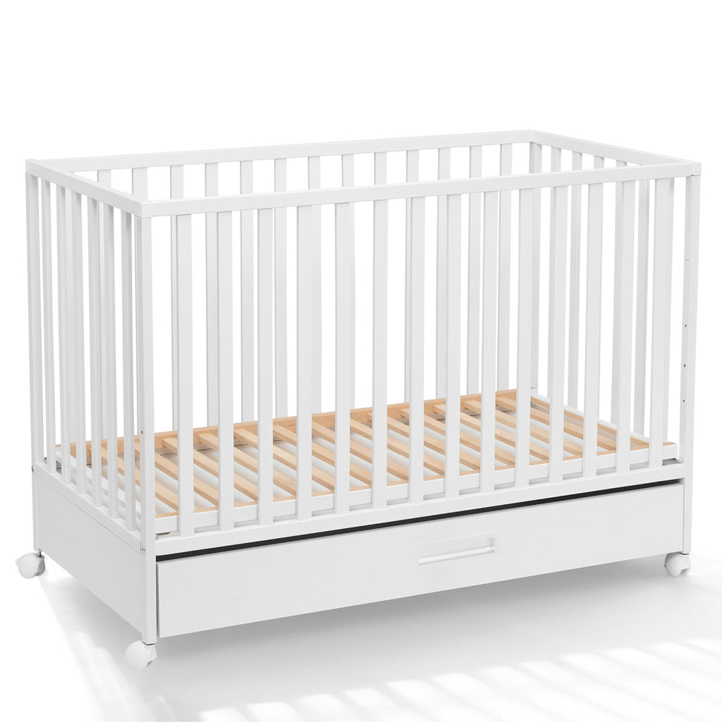 Lux babybed met lade en wieltjes 120x60 – vooraanzicht