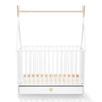 Tipi Dreamy babybed met lade en wieltjes – zijaanzicht