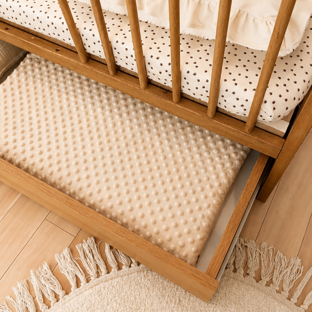 Dodi massief eiken babybed met lade – maattekening
