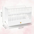 Lieve babybed met lade – zijaanzicht