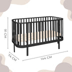 Grand kinderbed zwart afmetingen 144x91x74 cm