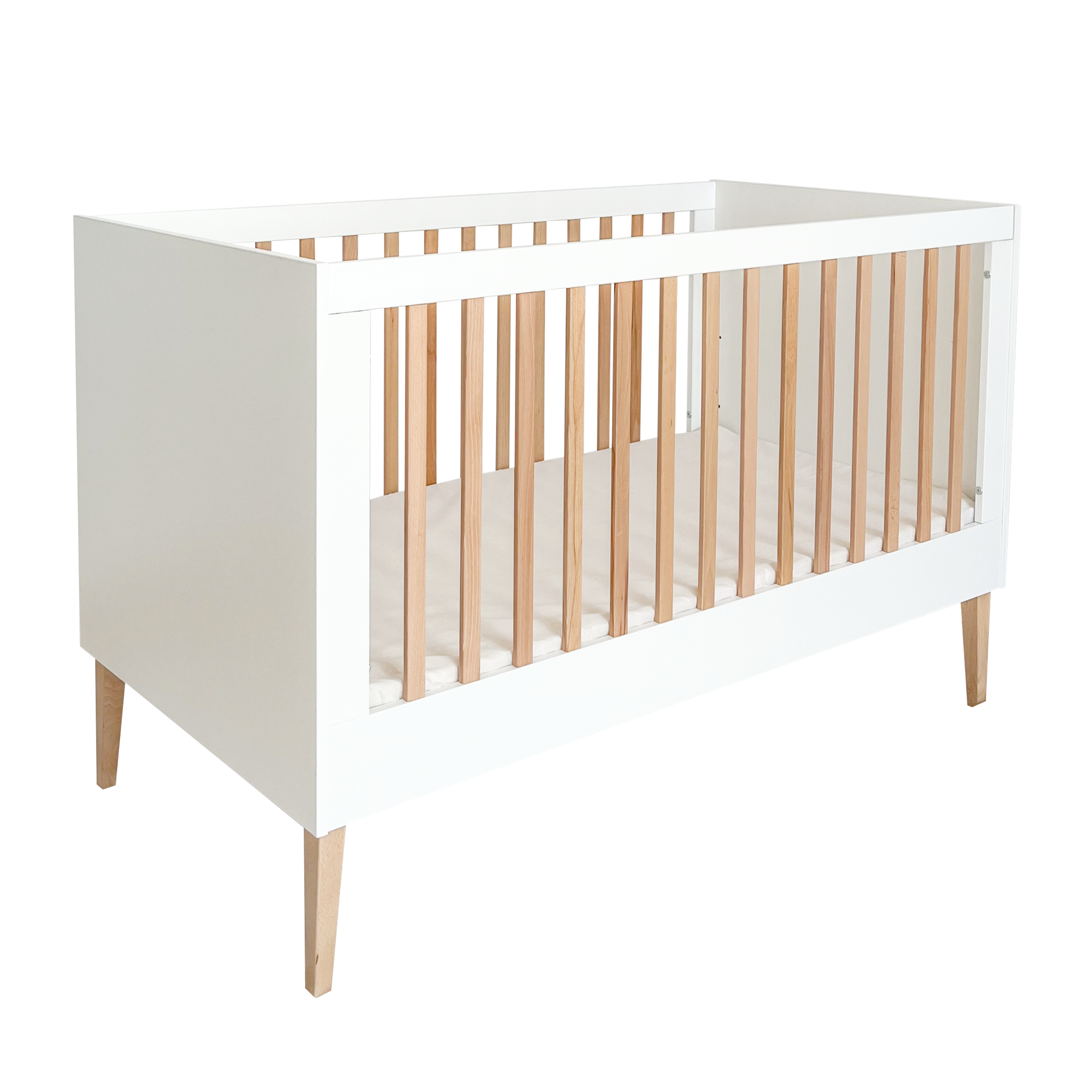 Noor babybed 2-in-1 140x70 wit vooraanzicht