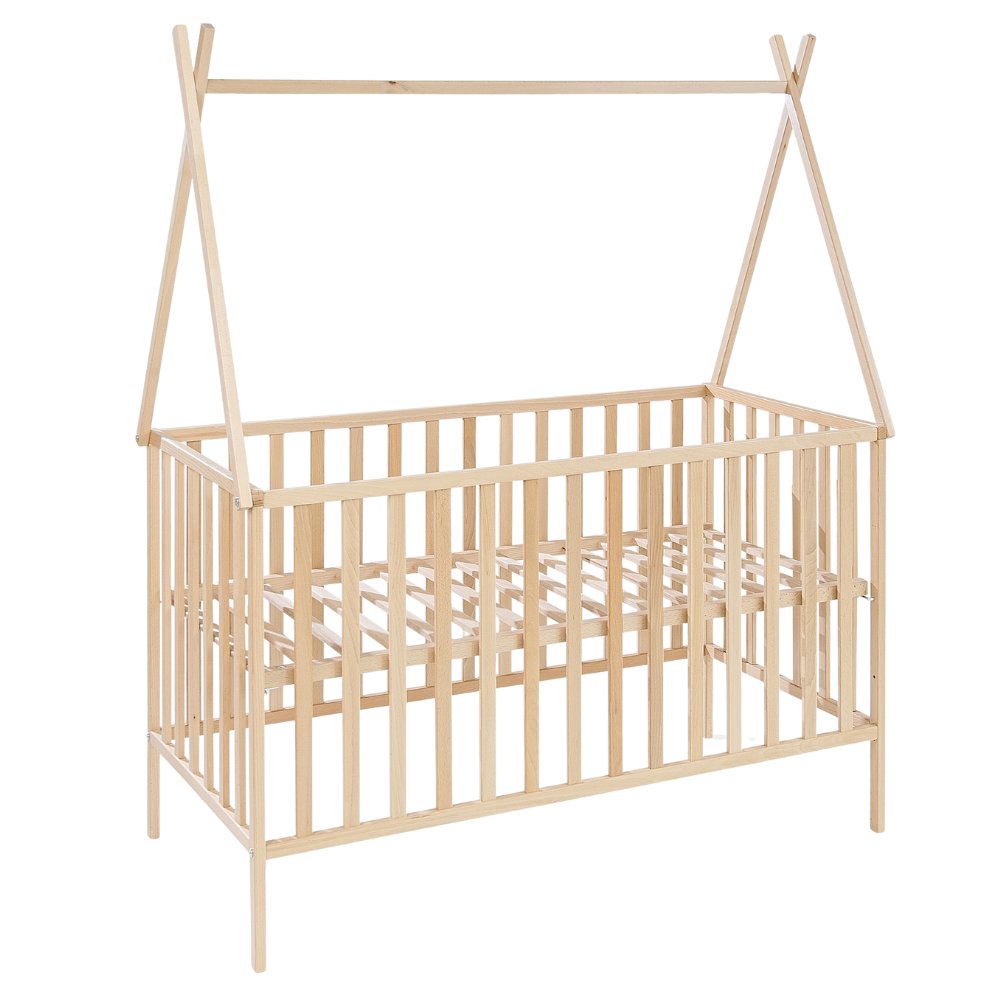 Tipi babybed naturel 120x60 met tipi-dak