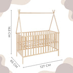 Tipi babybed naturel afmetingen 127x65x163 cm