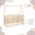 Tipi babybed naturel verstelbare bodemhoogtes 48 32 21 cm