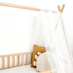 Tipi babybed naturel detail met hemel en kussen