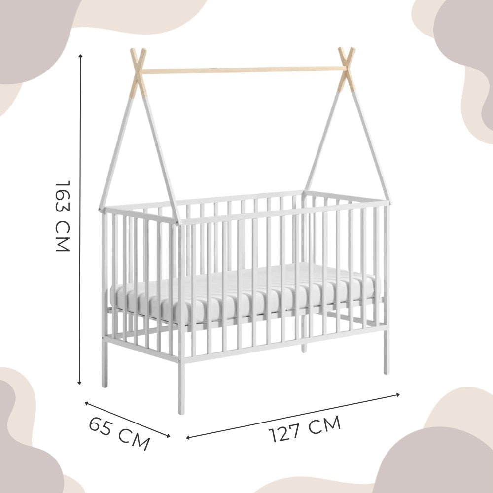 Tipi babybed wit afmetingen 127x65x163 cm