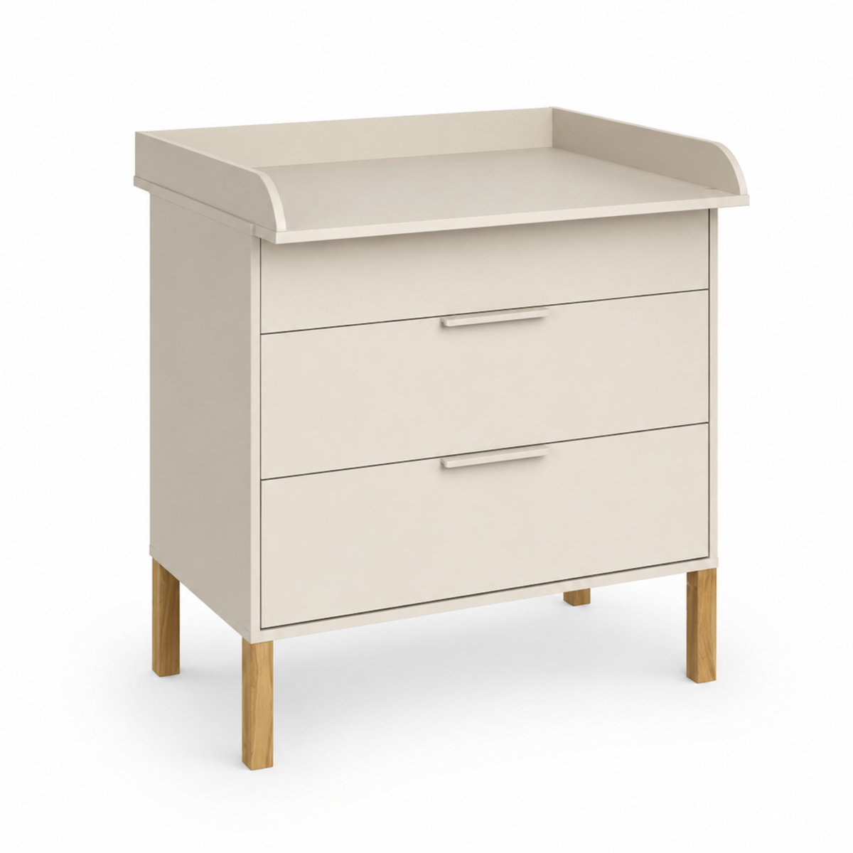 Noor commode cashmere met verschoonblad en houten grepen