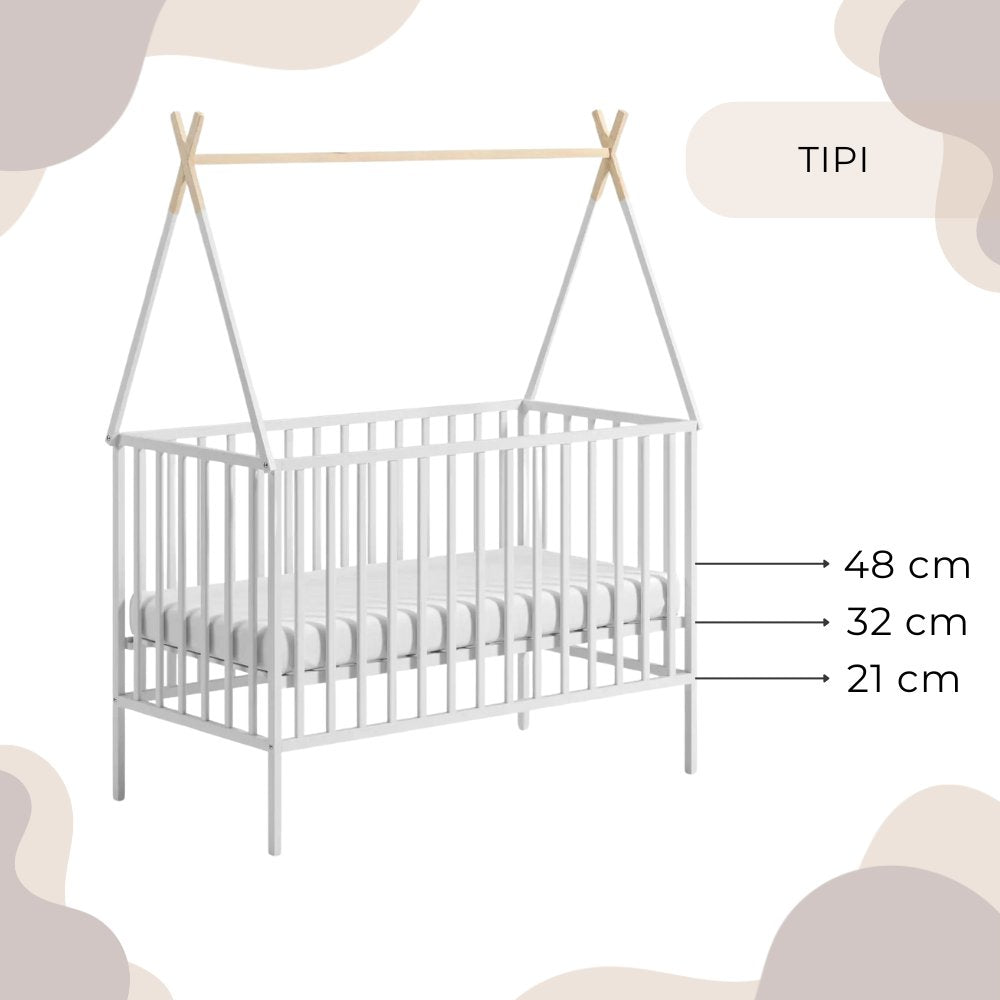 Tipi babybed wit verstelbare bodemhoogtes 48 32 21 cm