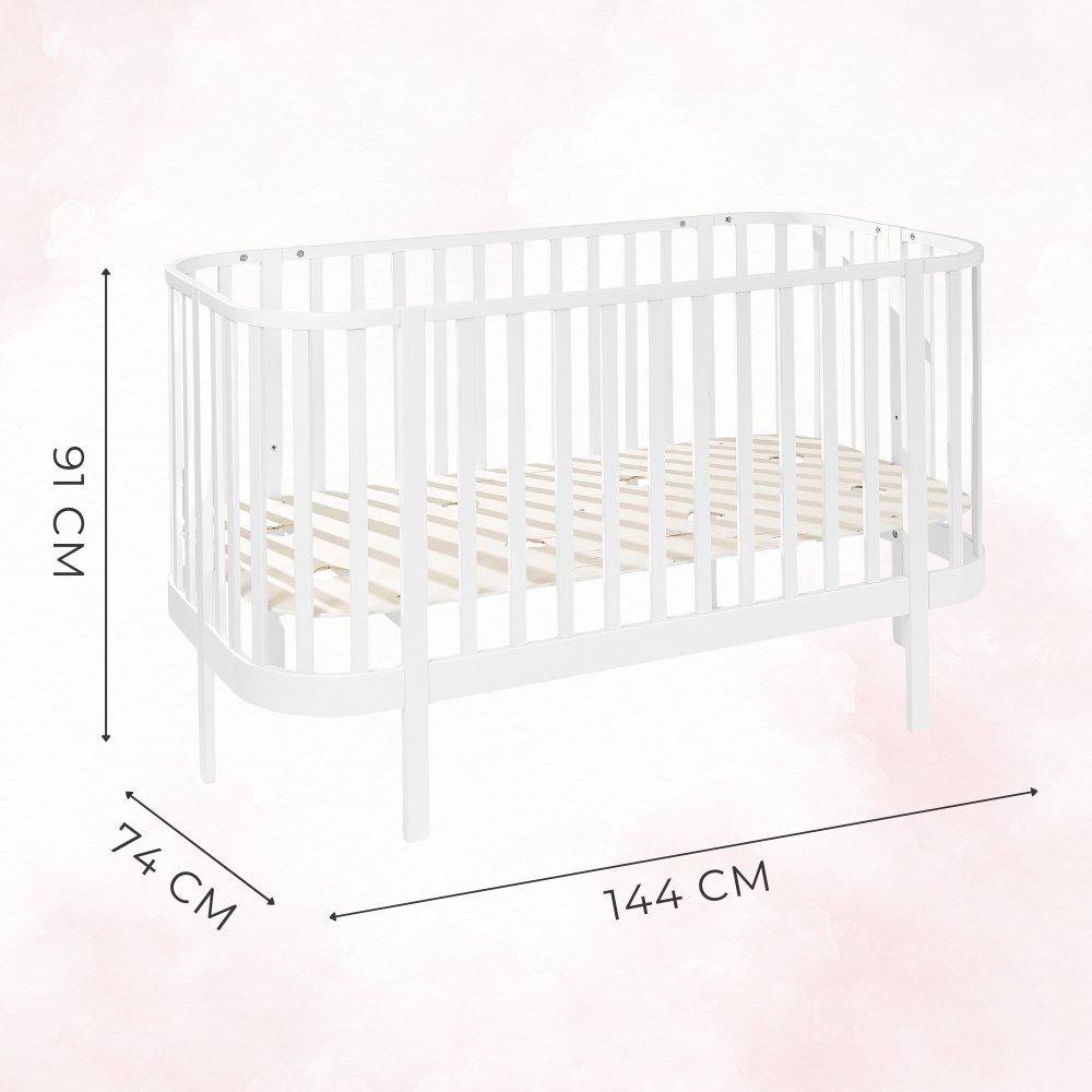 Grand kinderbed wit afmetingen 144x91x74 cm