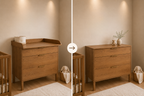 Noor commode karamel eiken, met en zonder verschoonblad