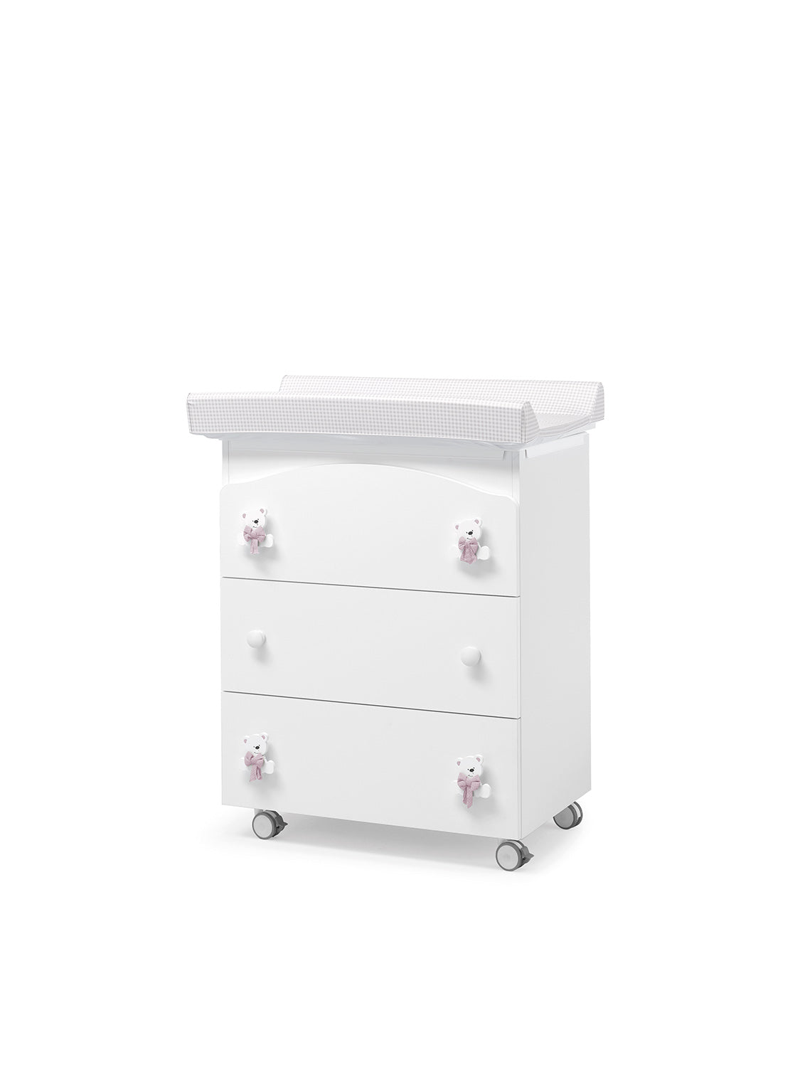 Bas babybadmeubel in wit met roze accenten