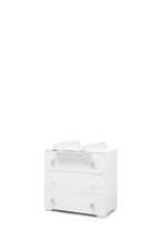 Bas commode met verzorgingsblad in wit met grijze accenten