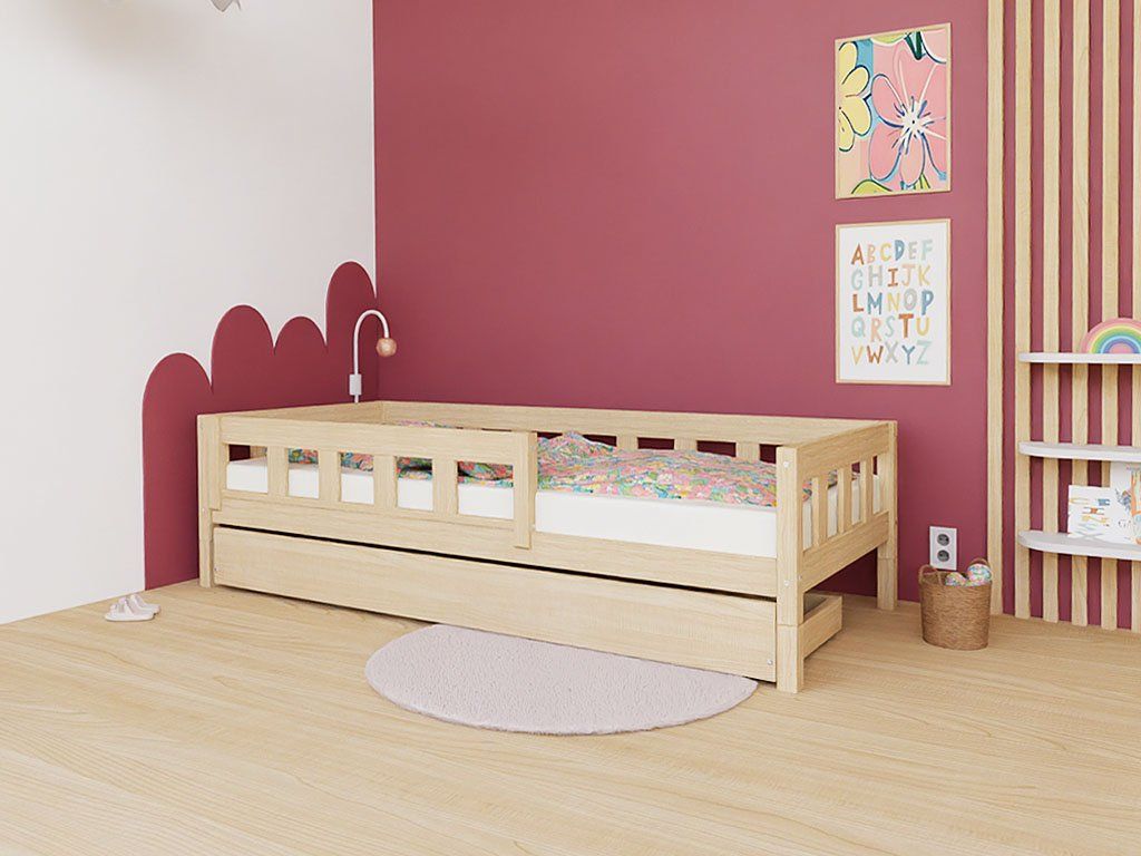 Duin kinderbed met verhoogpootjes en opberglade