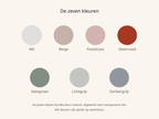 Kleurenoverzicht Linn bed: de zeven kleuren, met poten in transparante olie