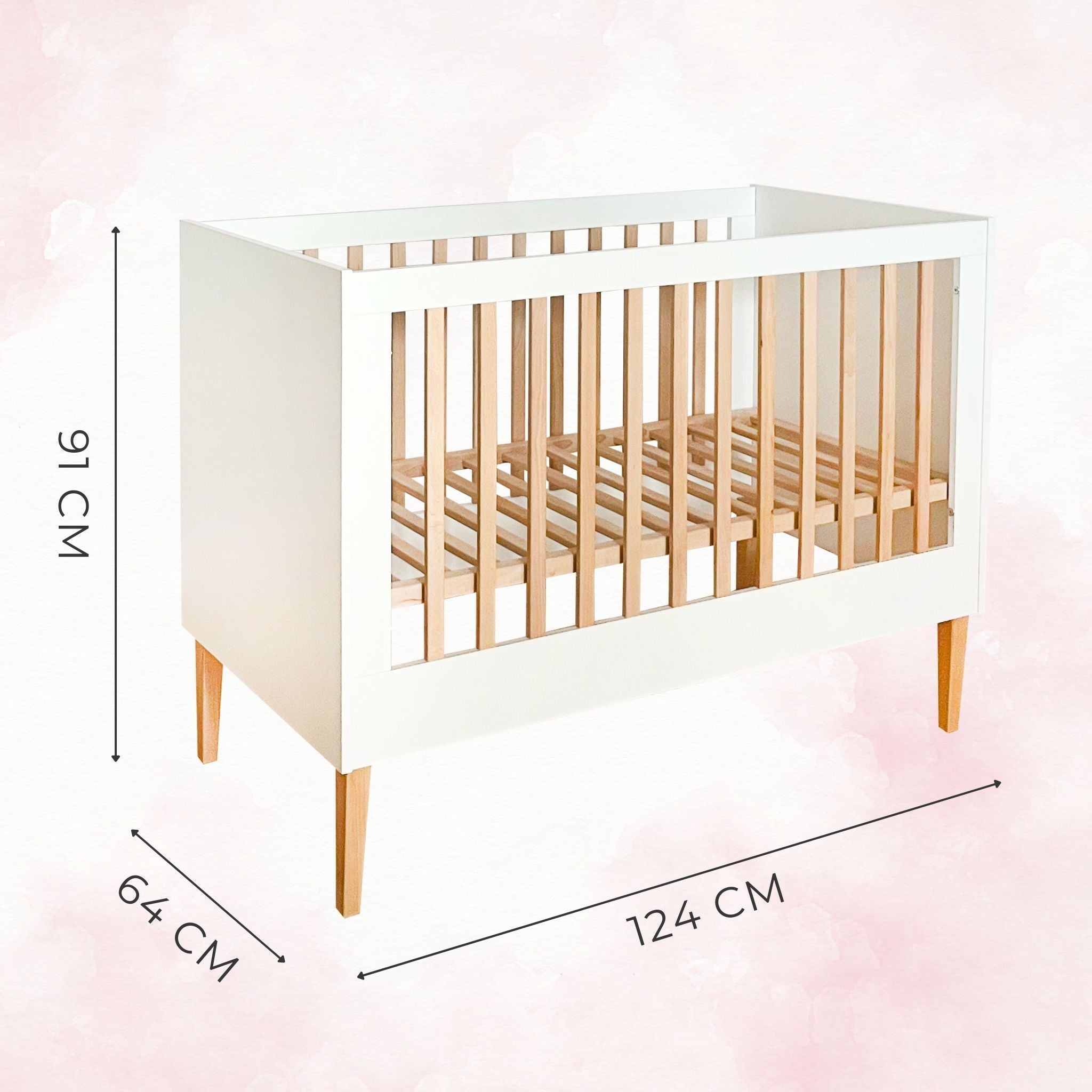Noor babybed 120x60 afmetingen 91 64 124 cm