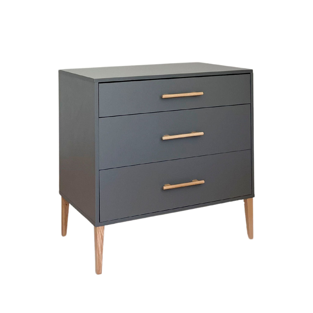 Noor commode grijs met 3 lades en houten grepen