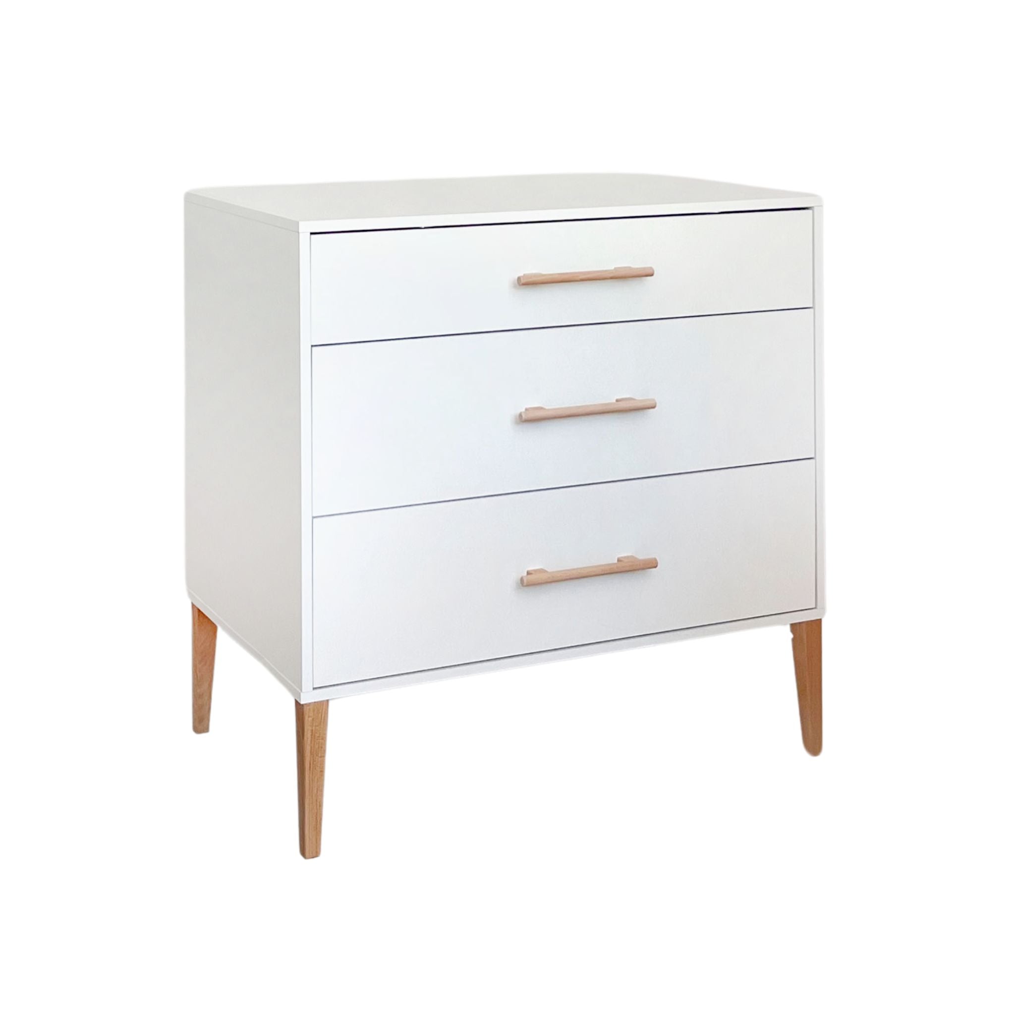 Noor commode wit met 3 lades en houten grepen