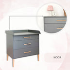 Noor commode grijs, detail van de houten greep