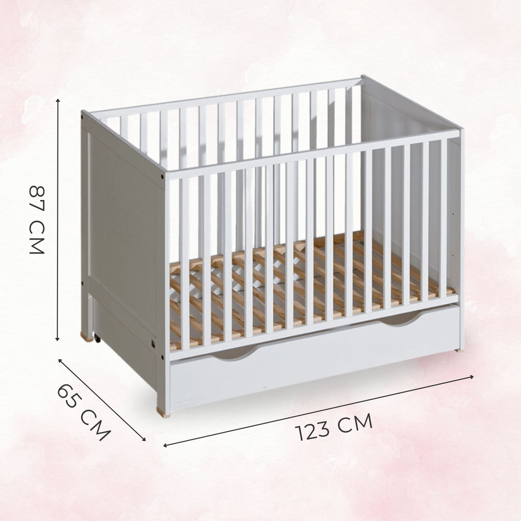 Puur babybed 120x60 wit – detail spijlen