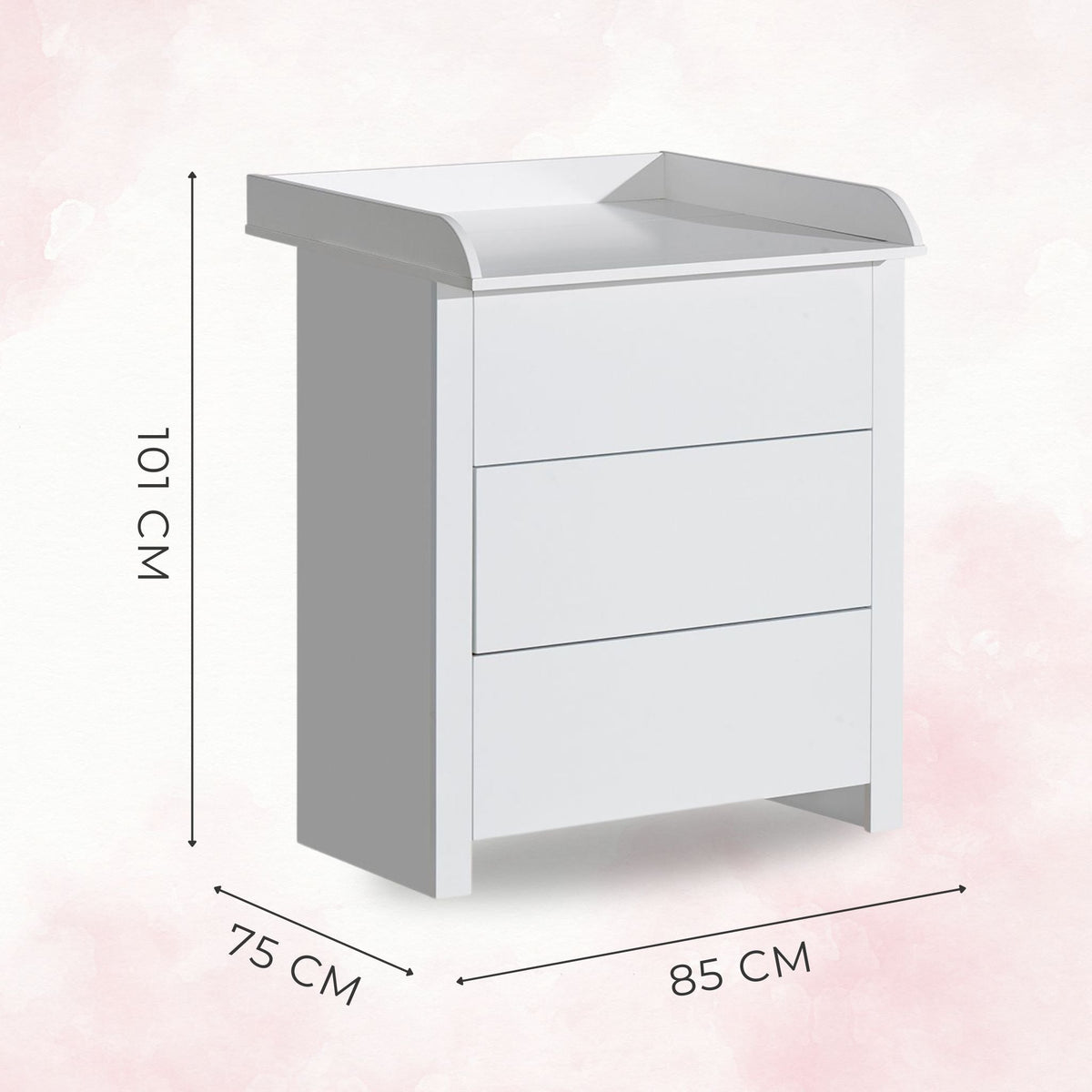 Puur commode greeploos wit – maattekening