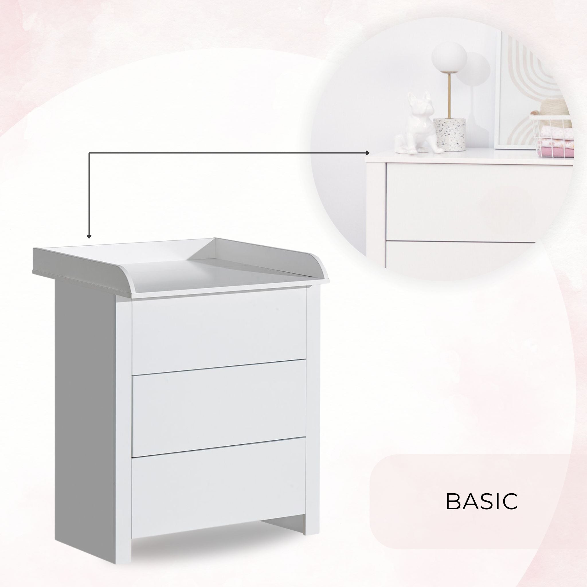 Puur commode greeploos wit – met verschoonblad