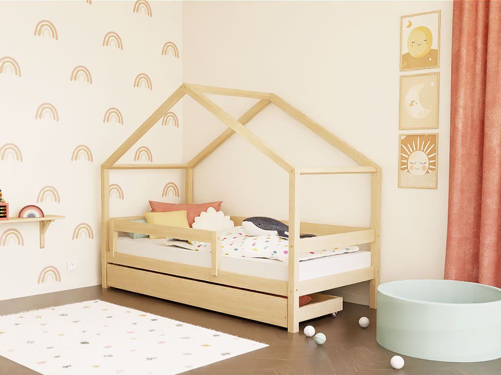 Roos huisbed met opberglade onder het bed