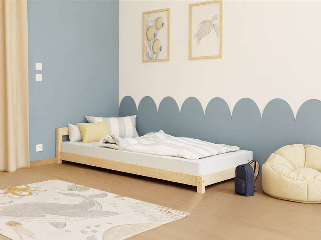 Roos kinderbed met hoofdbord, vooraanzicht