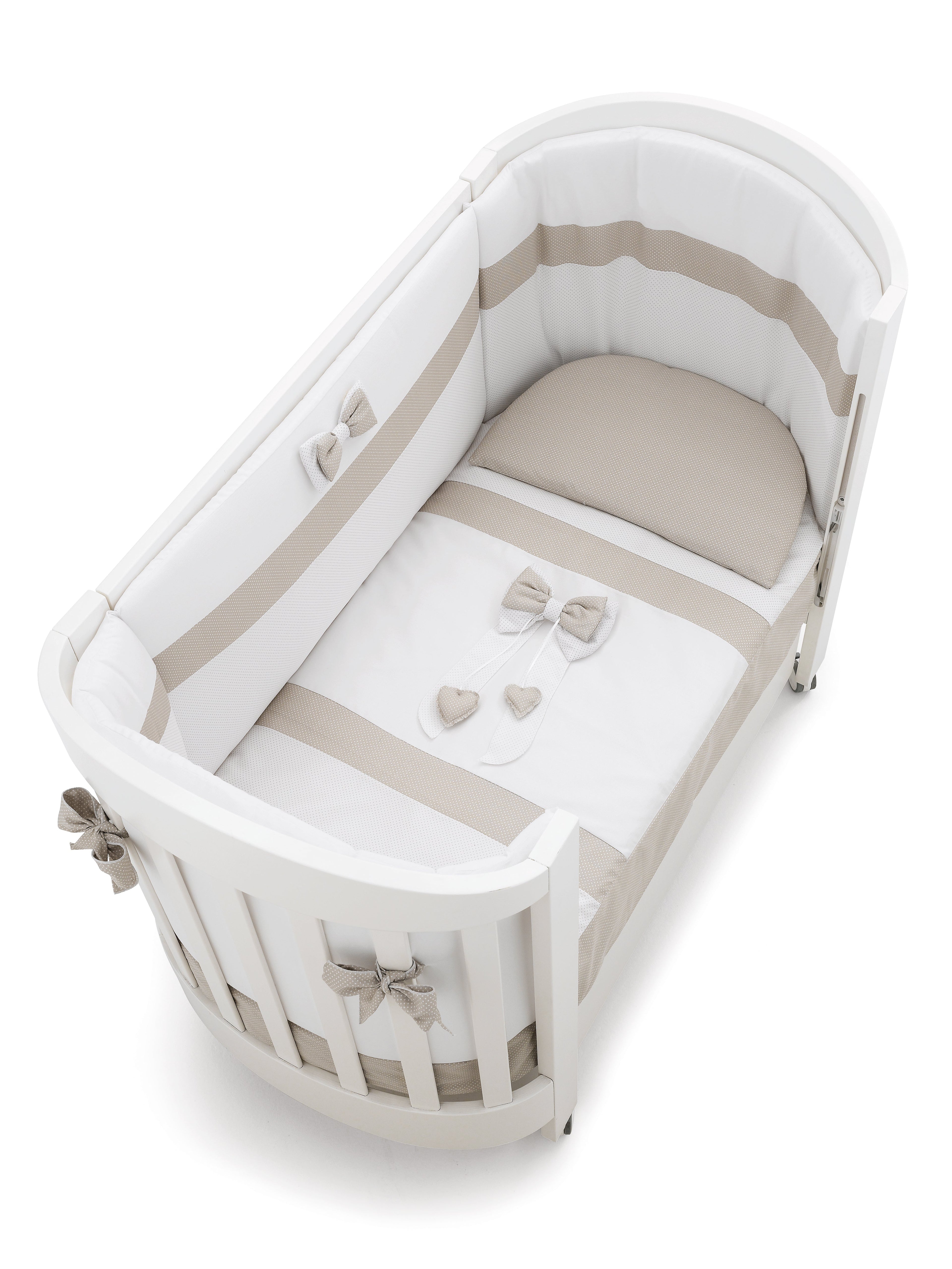 Saar beddenset voor het ovale babybed, in tortora