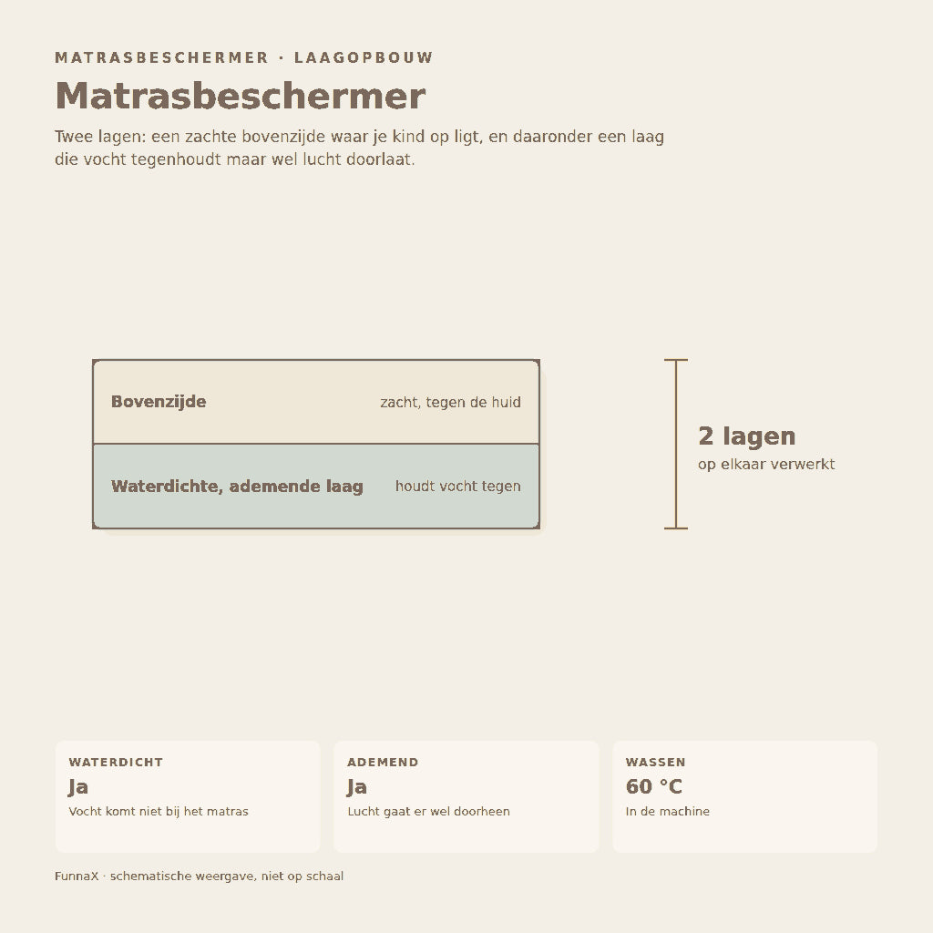 Laagopbouwschema waterdichte matrasbeschermer