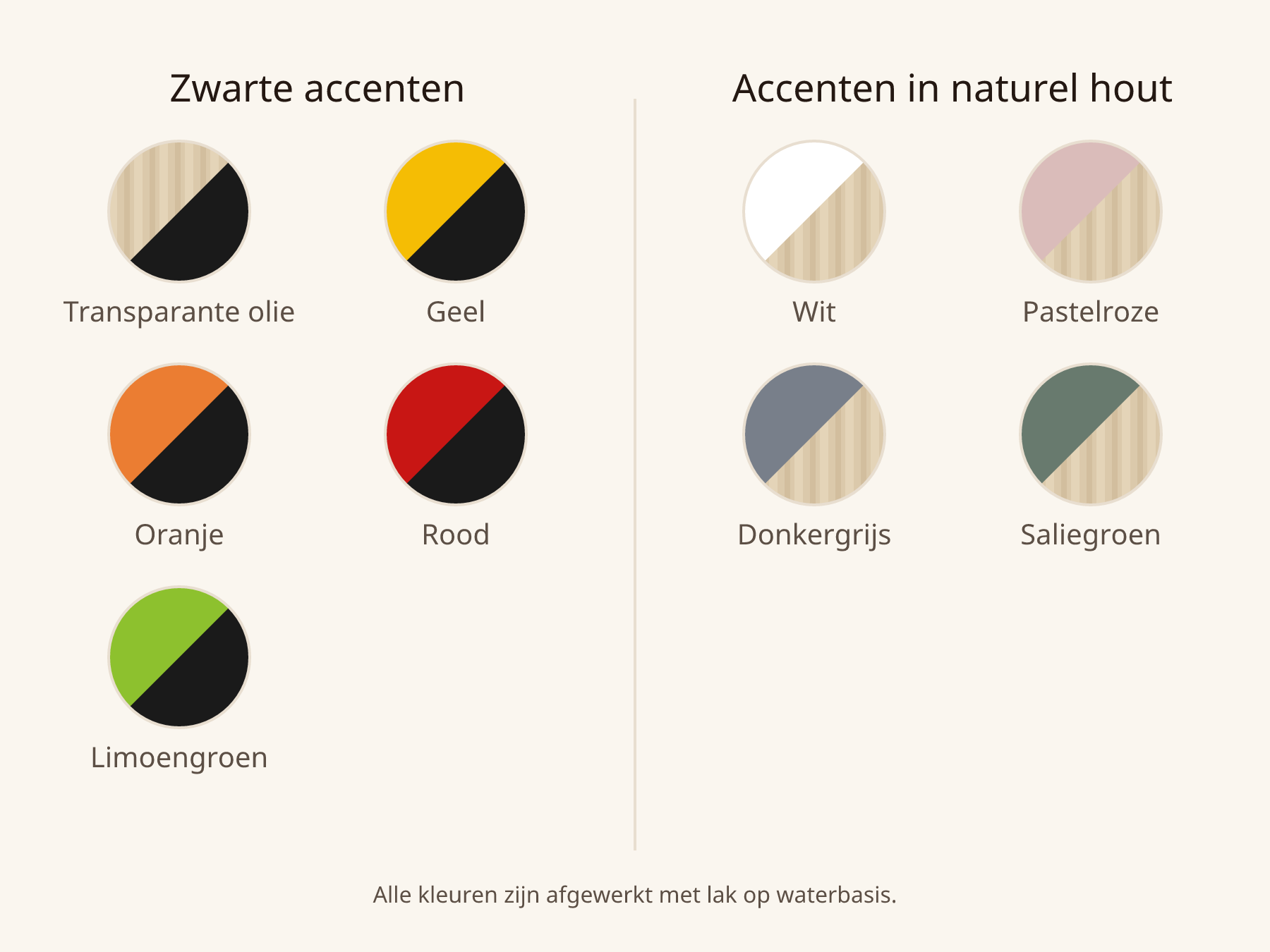 Kleurenoverzicht Turbo GT autobed: negen kleuren, met zwarte of naturel houten accenten