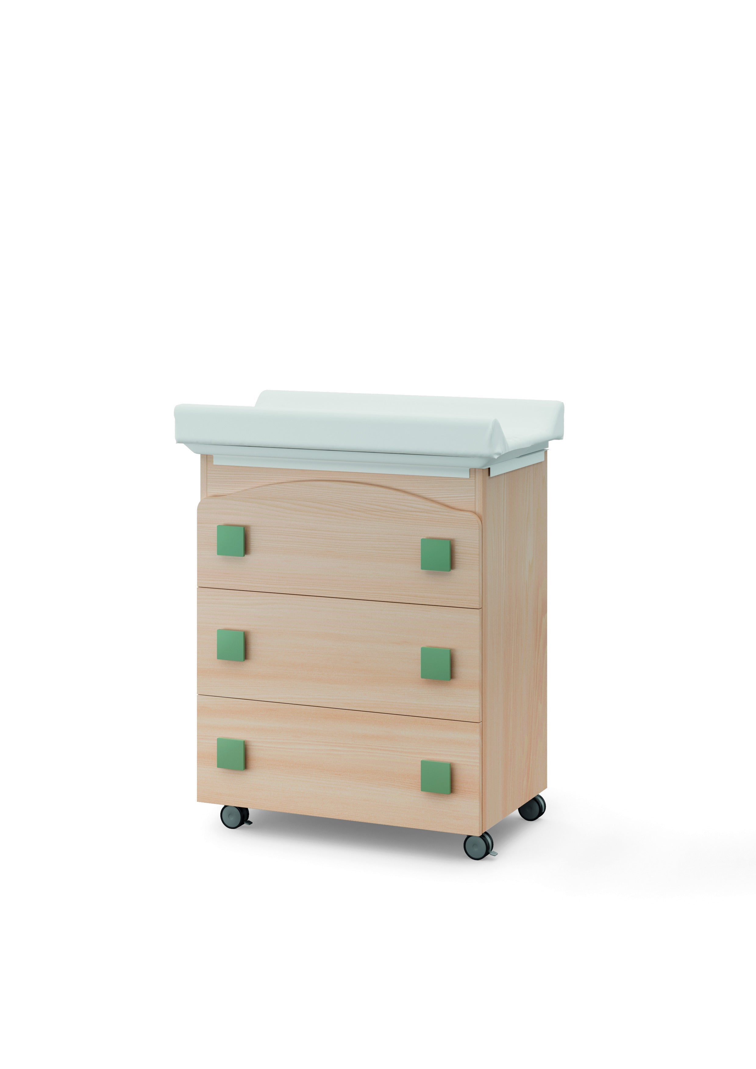 Vera babybadmeubel in naturel met saliegroen